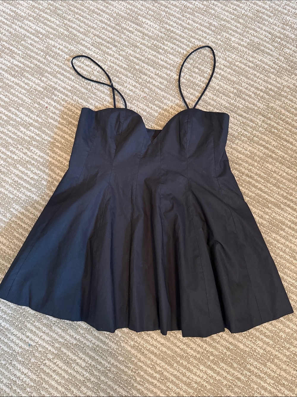 Zara Black Linen Spaghetti-Strap Peplum Camisole